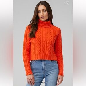 Callahan Peyton turtleneck Orange Cable Knit Sweater